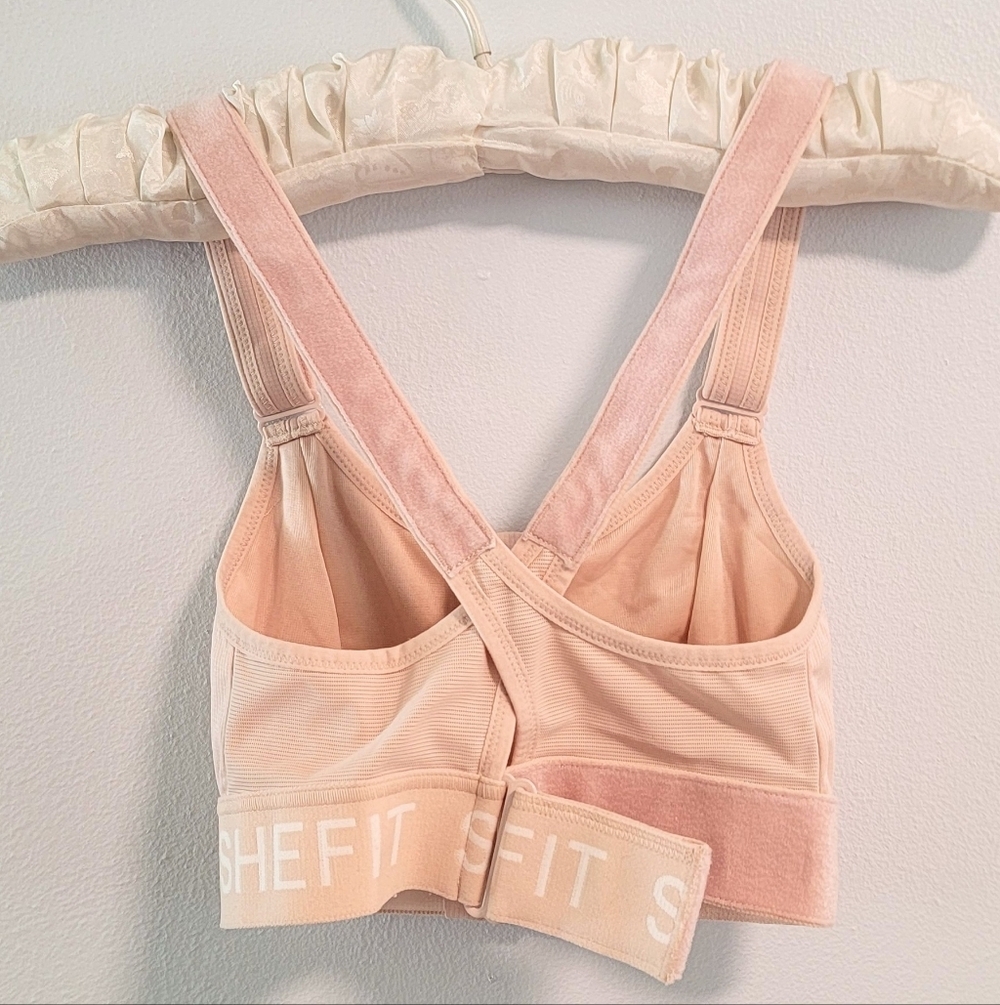 NWOT Small Shefit Pink Tan High Impact Sports Athletic Performance Bra - Picture 2 of 5